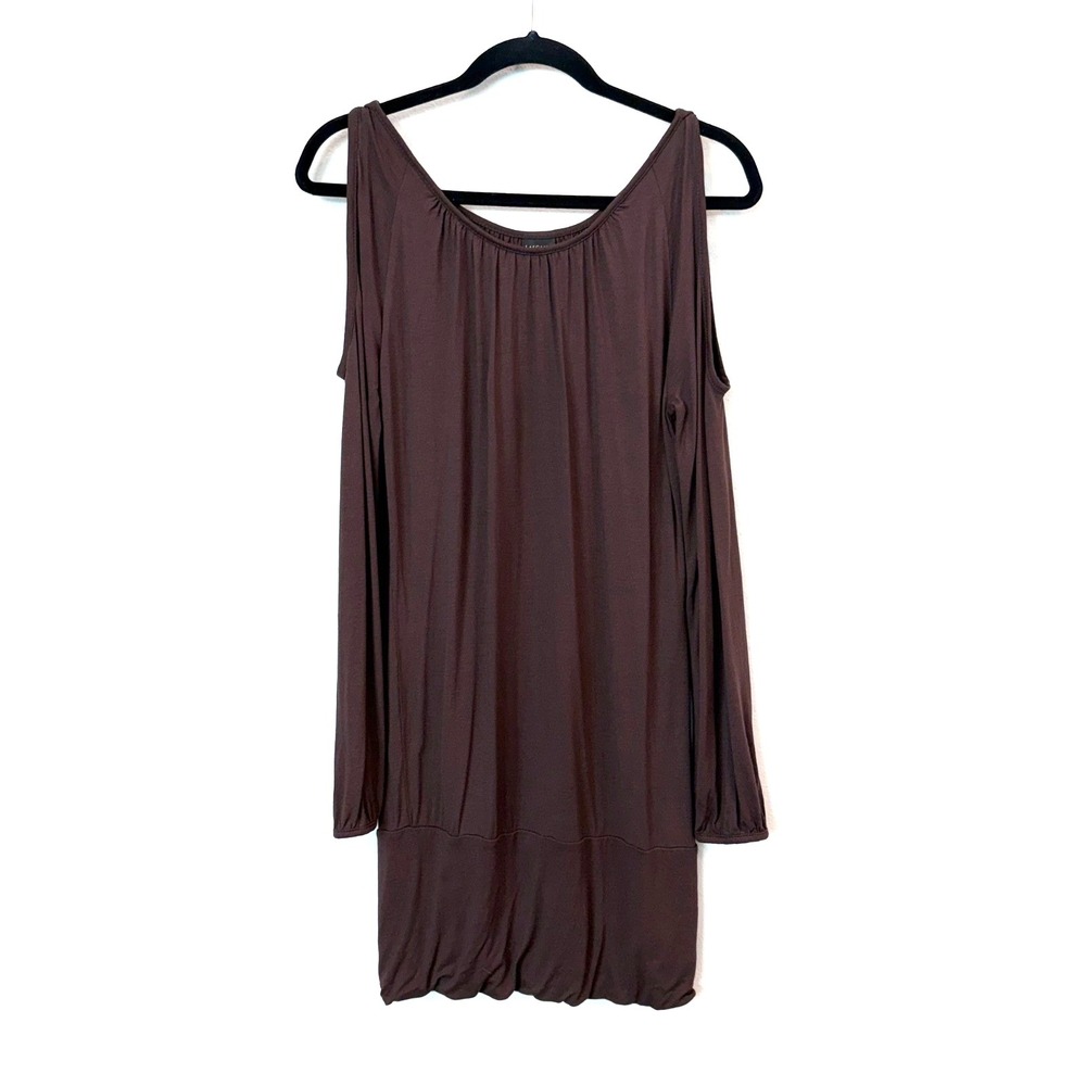 Lascana for Venus Brown Cold Shoulder Tunic Long Sleeve Size S Cozy Boho Chic